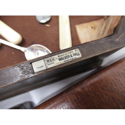 89 - 1930's oak canteen containing EPNS cutlery, early C20th oak canteen box with brass escutcheon and ca... 