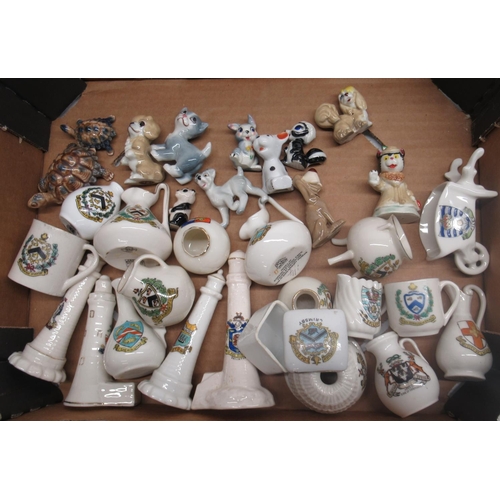 245 - Collection of Wade whimsies including Disney characters, tortoises, panda etc. and crested china