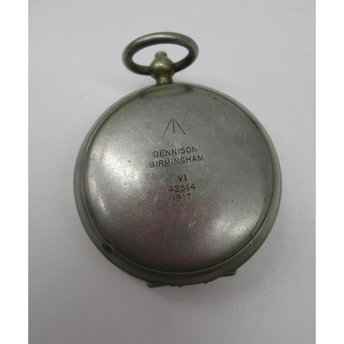 246 - WWI British 1917 Officers Dennison pocket compass, stamped VI 42514 (A/F)