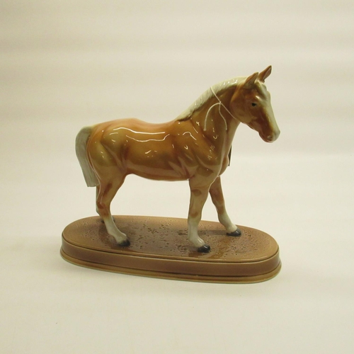 296 - Beswick style Palomino horse on base, impressed makers mark, H24.5cm