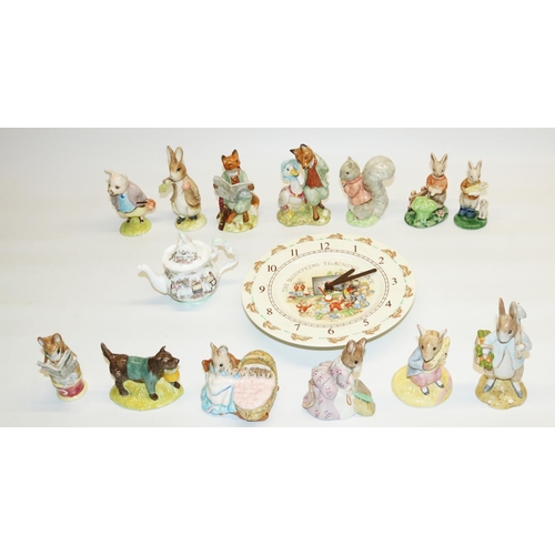 459 - Nine Royal Albert Beatrix Potter figures including John Joiner, Timmy Tiptoes, etc., two Beswick Bea... 