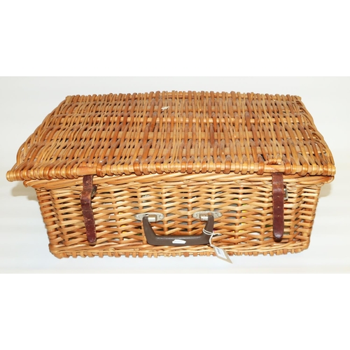 644 - Antler picnic hamper containing settings for four including cups, cutlery, flask, plates, etc., 56x3... 