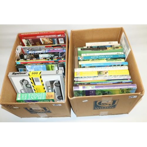 649 - Four boxes of fiction and non-fiction books, including gardening interest, autobiographies, etc. (4 ... 