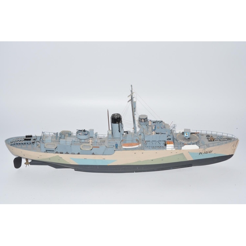 759 - 1/72 Flower Class Corvette HMCS Snowberry, built up Revell plastic model kit with added radio contro... 