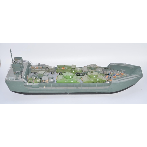 760 - Large home made wood plastic and metal 1/35 US landing craft with added radio control gear (A/F) and... 