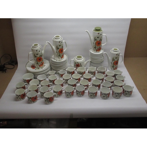 1446 - Large J. G. Meakin Poppy pattern tea and coffee set (3 boxes)