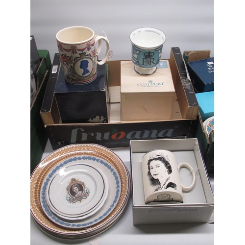 1451 - Mixed collection of commemorative items relating to Queen Elizabeth II mostly mugs by Wedgwood, Spod... 