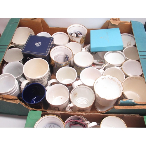 1454 - Collection of mixed Royal commemorative mugs and beakers, inc. some from the retailer Peter Jones in... 