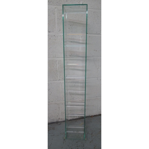 318 - Greenapple clear glass openwork CD tower, W17cm D17cm H107cm