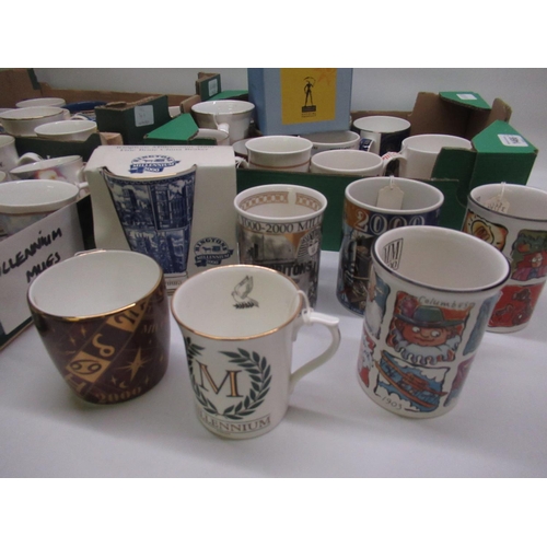 1466 - Mixed collection of mugs relating to the Millennium by Ringtons, Wedgwood, Wren, etc. (3 boxes)