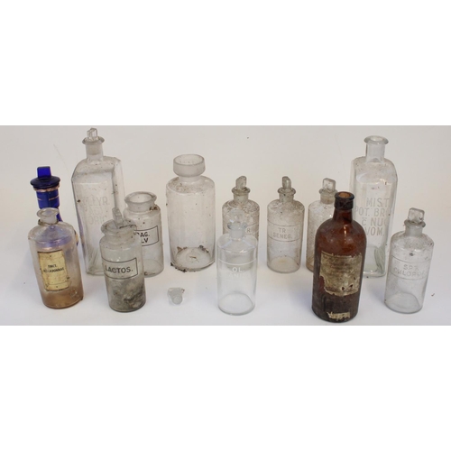 1300 - Collection of C20th collection of labelled glass apothecary/chemists bottles (qty)