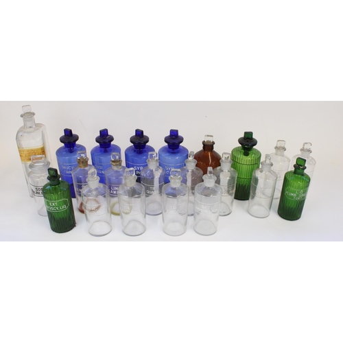 1301 - C20th collection of mostly labelled glass apothecary/chemists bottles (qty)