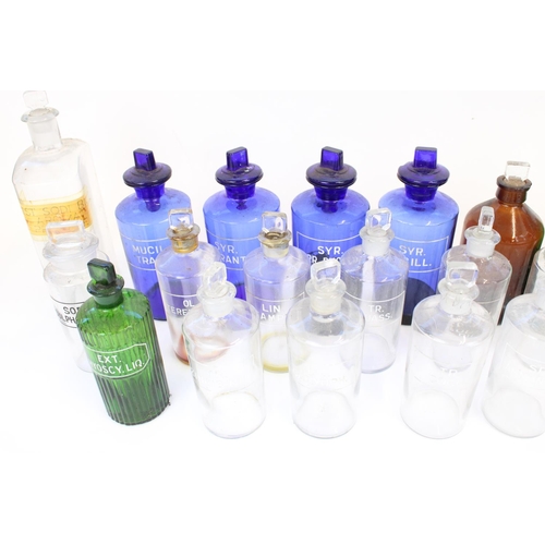 1301 - C20th collection of mostly labelled glass apothecary/chemists bottles (qty)