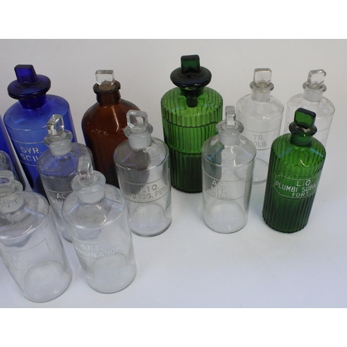 1301 - C20th collection of mostly labelled glass apothecary/chemists bottles (qty)