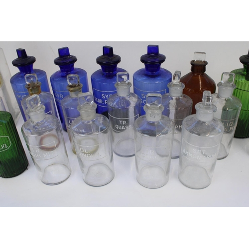 1301 - C20th collection of mostly labelled glass apothecary/chemists bottles (qty)