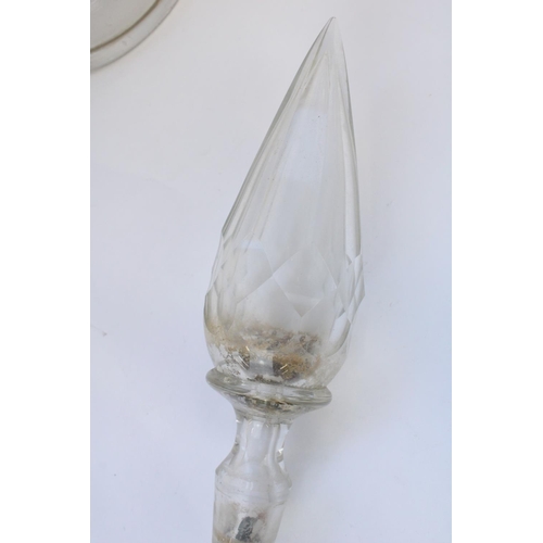 1303 - C19th chemists apothecary tall glass Carboy in bottle form with domed foot and faceted pear shape st... 