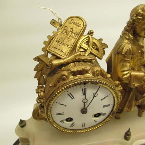 681 - Japy Frere late C19th alabaster and gilt metal figural clock, shaped case with gilt metal mounts, ca... 