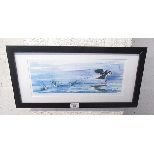 862 - Paul Bartlett (British b. 1955); 'Puffin Touchdown' colour print, signed titled and dated 2003 in pe... 