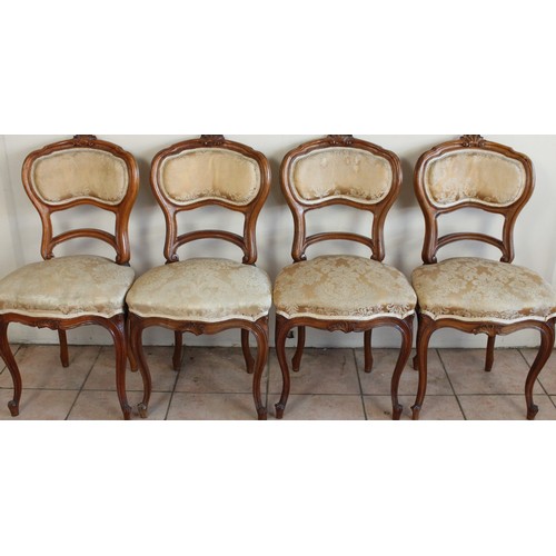 1230 - Late C19th Louis XV style walnut salon suite comprising two seater canape with scrolled frame and sh... 