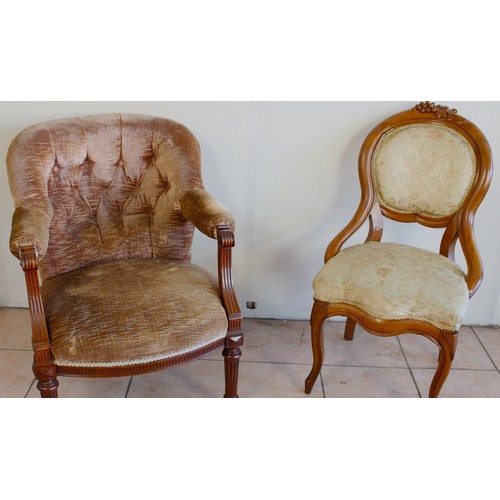 1231 - Early C20th mahogany framed armchair with scrolled arm supports on fluted front straight legs and up... 