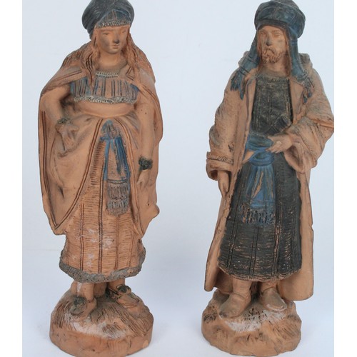 1351 - Pair of late C19th Austrian terracotta figures of Arabs, H23cm