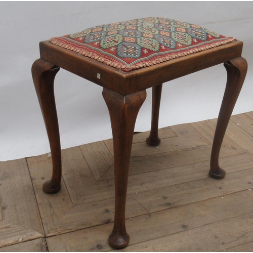 1389 - Mid C20th mahogany piano stool with needlework top W46cm D33cm H49cm