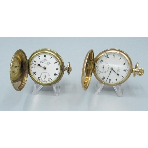 72 - Kay's Keyless 'Triumph' early C20th rolled gold keyless hunter cased pocket watch, with signed white... 