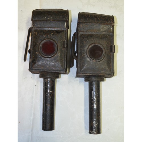 843 - Pair of carriage lamps, A/F