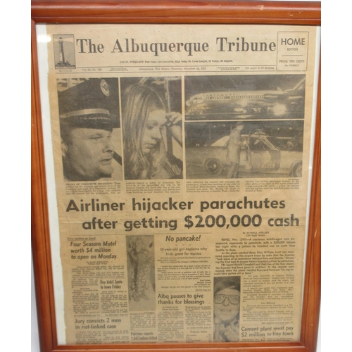 347 - The Albuquerque Tribune, Tuesday November 25 1971, front page covering the D. B. Cooper plane hijack... 