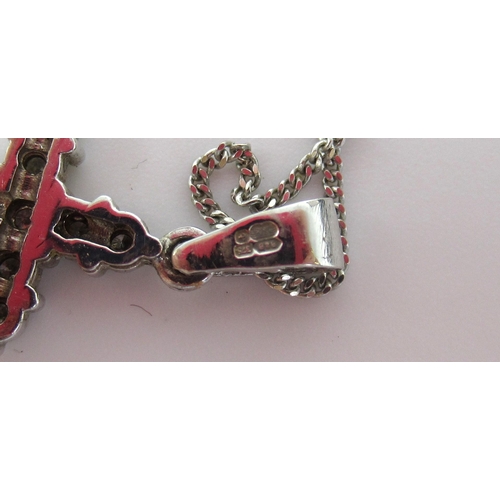 1272 - 9ct white gold crucifix necklace set with diamonds, on 9ct white gold chain, both stamped 375, a pai... 