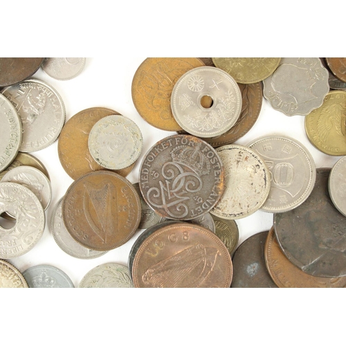 146 - Selection of mixed GB and world coinage, including some C18th copper coins