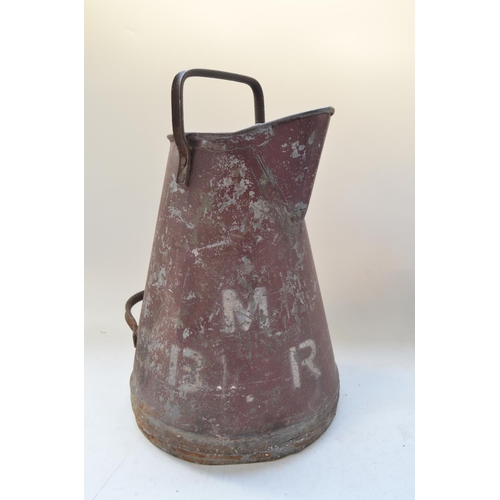 106 - British Rail sand bucket and a Great Central Railways green glass milk bottle (no stopper)