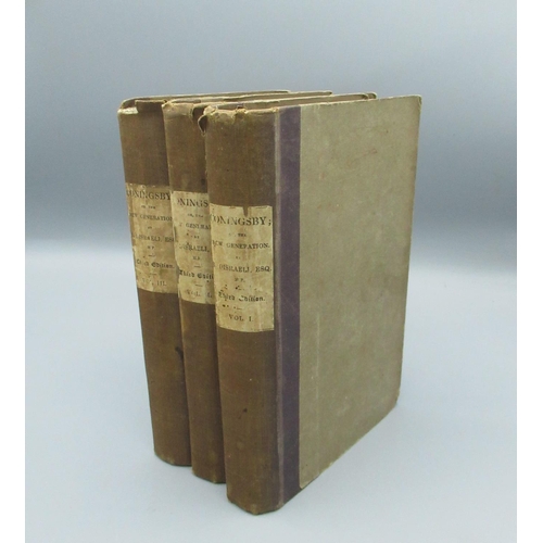 Disraeli (Benjamin) Conningsby; or The New Generation, Henry Colburn, 3rd Edition 1844, 3 vol. set,