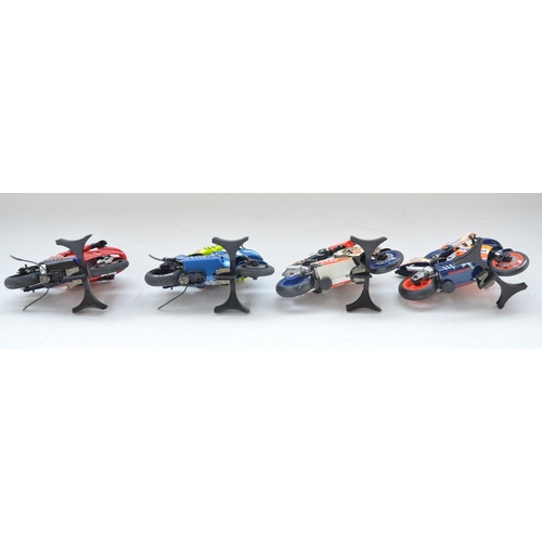 62 - Collection of Scalextric cars, track, crash barriers, controllers etc. Includes 8 cars and 4 motorbi... 