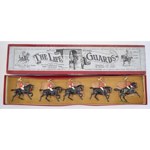 254 - W. Britain's Life Guards set No.5 hollow lead mounted figures with original Whisstock box.