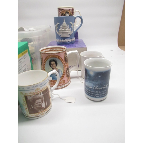 104 - Collection of commemorative mugs and plates relating to historical and political events/figures inc.... 