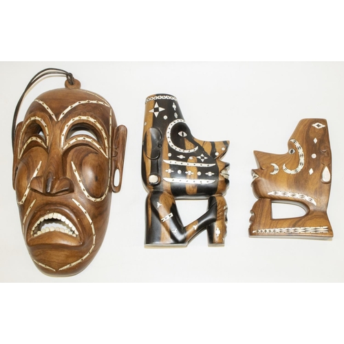 335 - Solomon Islands: two late 20th century musu musu or nguzunguzu canoe prows, carved wood heads with i... 