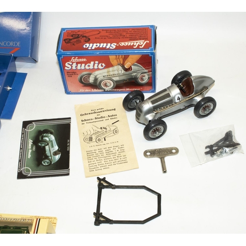 351 - Schuco Studio Mercedes Grand Prix 1936 model car, L14cm, boxed, with accessories, two Wooster models... 