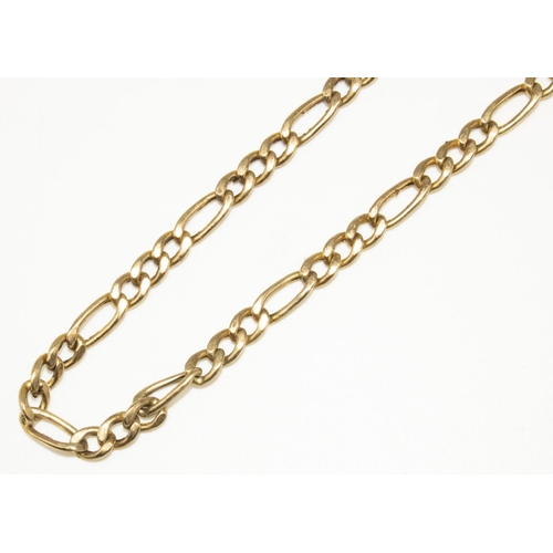 5 - 9ct yellow gold figaro chain necklace, stamped 375, L47cm,  9.1g
