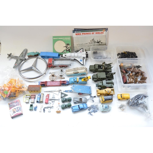 485 - Dinky and Corgi diecast vehicles incl. spare 15mm tyres, small aircraft models incl. Meteor, Lord of... 