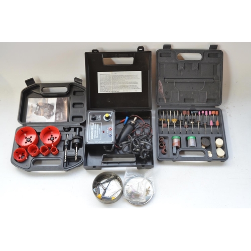 488 - Collection of handheld workshop tools including 3 tap and die sets, hole saw, Como drill with access... 