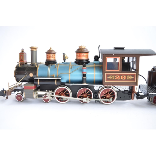 539 - Bachmann G-gauge (Narrow scale) Baldwin 4-6-0 loco with tender. Tender lettering overpainted. Fair-g... 