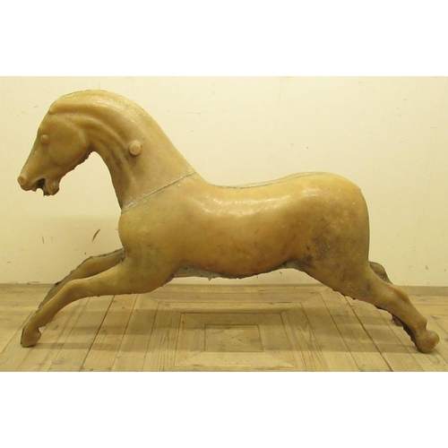 524 - Vintage Tri-ang metal rocking horse, with painted detail on tubular stand, W114cm H95cm, and a fibre... 