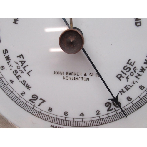 279 - John Barker & Co. Ltd Kensington, early C20th brass cased bulk head aneroid barometer on circular oa... 