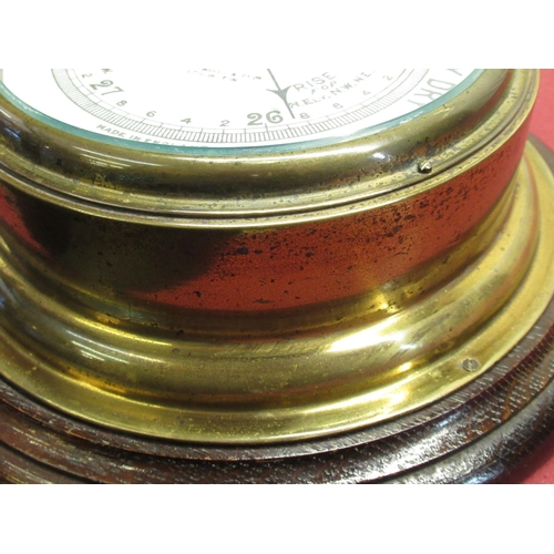 279 - John Barker & Co. Ltd Kensington, early C20th brass cased bulk head aneroid barometer on circular oa... 