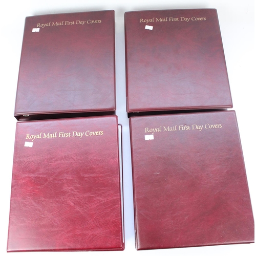 140 - Collection of FDCs in four Royal Mail First Day Cover burgundy folders