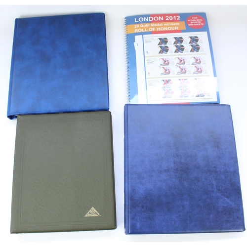 141 - London 2012 Olympics Mini Sheets Gold Medal Winners, two albums of British used/hinged and an album ... 