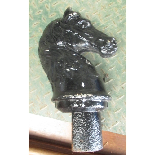 833 - Cast metal horses head finial, H40cm