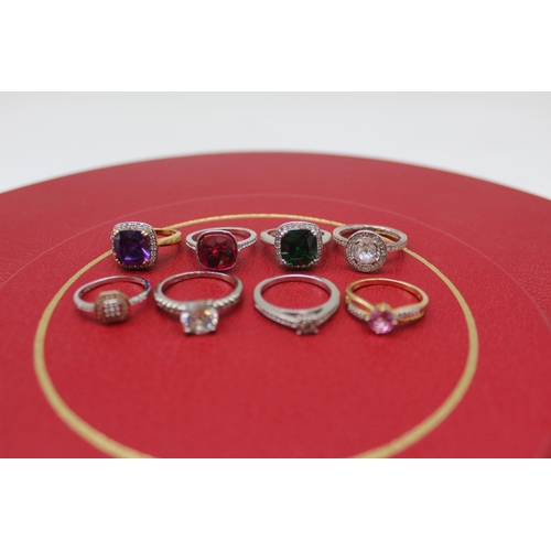 28 - Collection of silver and silver gilt rings including a Silver solitaire ring set with diamonds, stam... 