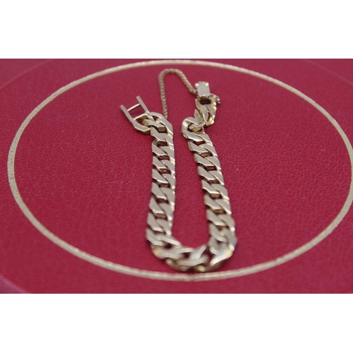4 - 9ct yellow gold flat curb link bracelet, stamped 375,  14.2g